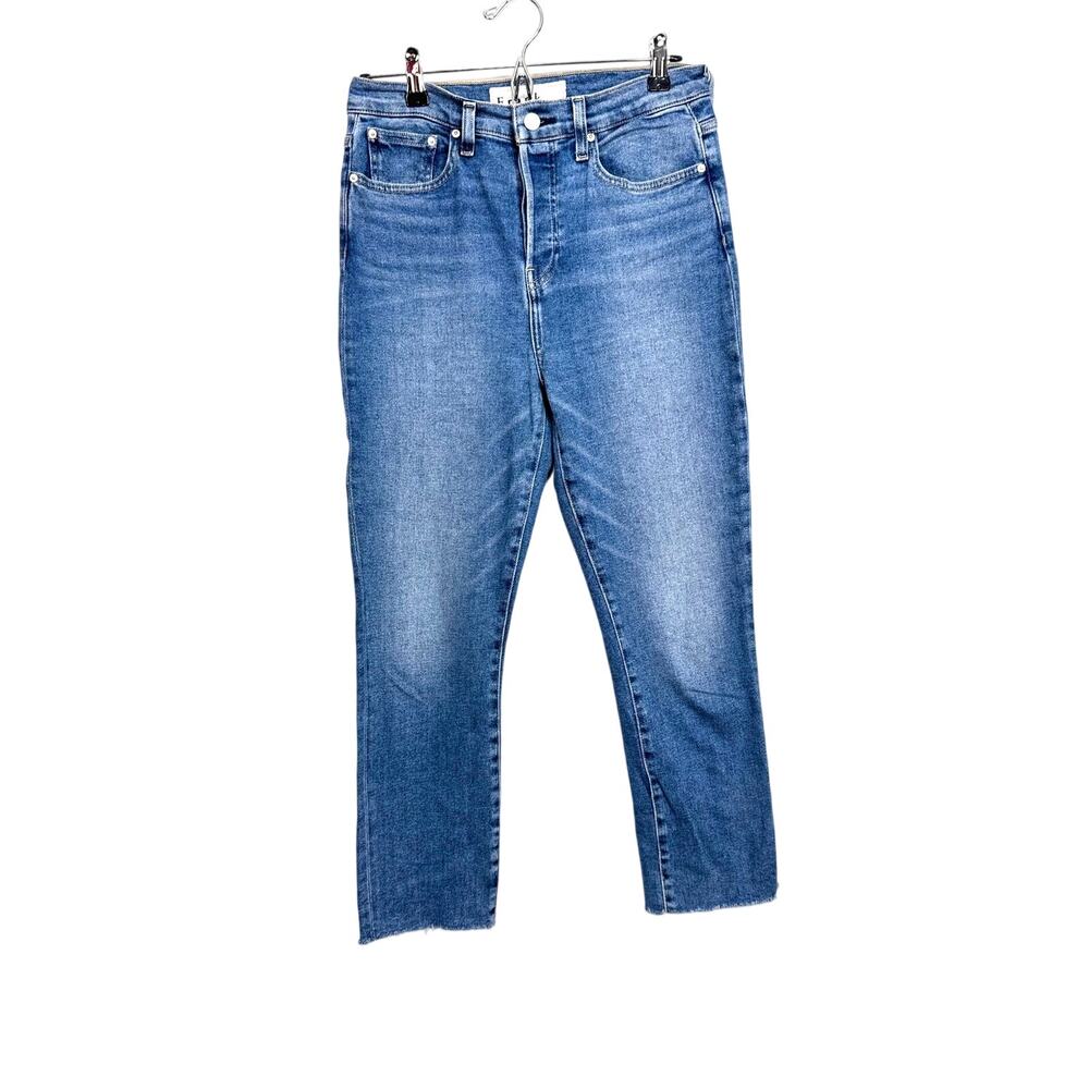 Frank & Eileen Cork Everyday Straight Leg jeans blue denim button fly raw hem 29